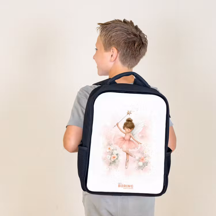 Sac à dos enfant - Noir - Fée ballerine en rose — 2