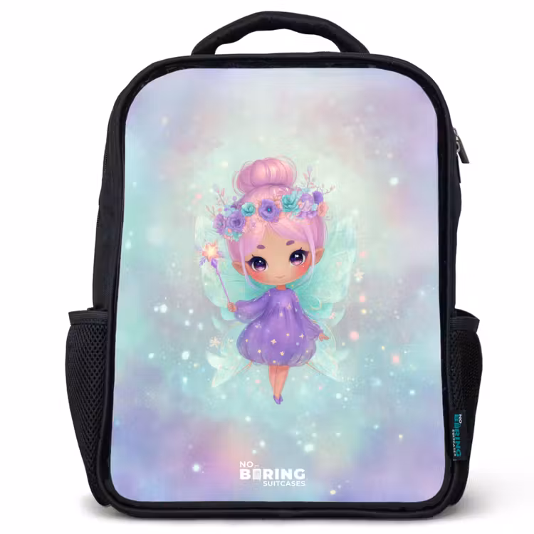Sac à dos enfant - Noir - Fée des fleurs en pastel brillant — 1