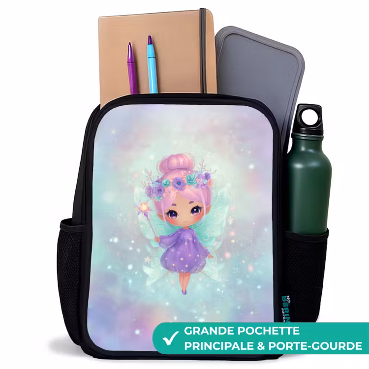Sac à dos enfant - Noir - Fée des fleurs en pastel brillant — 10