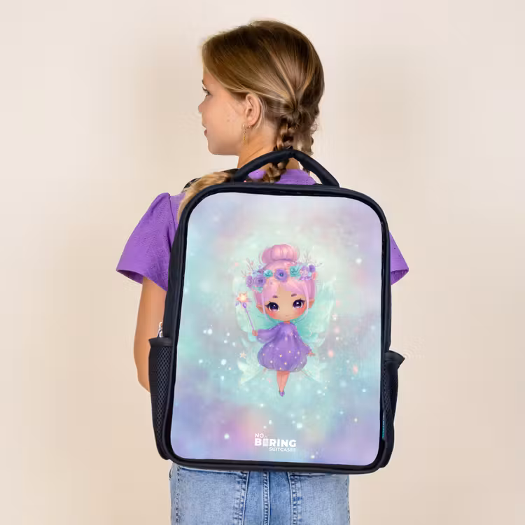 Sac à dos enfant - Noir - Fée des fleurs en pastel brillant — 4