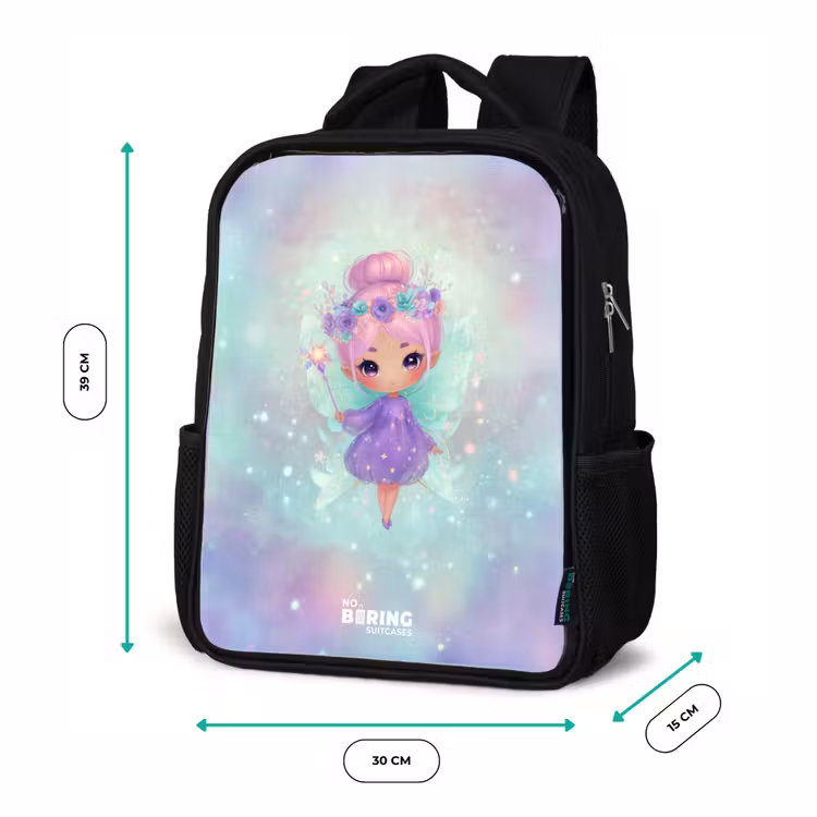 Sac à dos enfant - Noir - Fée des fleurs en pastel brillant — 8