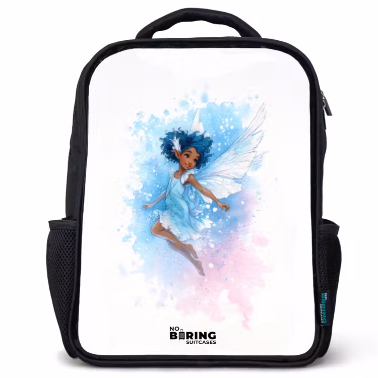 Sac à dos enfant - Noir - Fée volante dans les tons bleus — 1