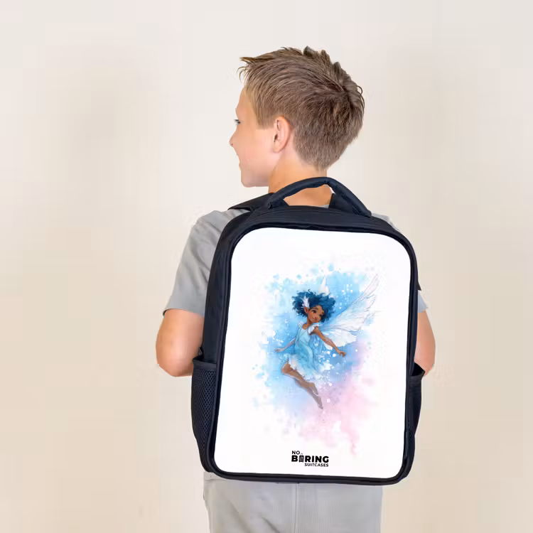 Sac à dos enfant - Noir - Fée volante dans les tons bleus — 2