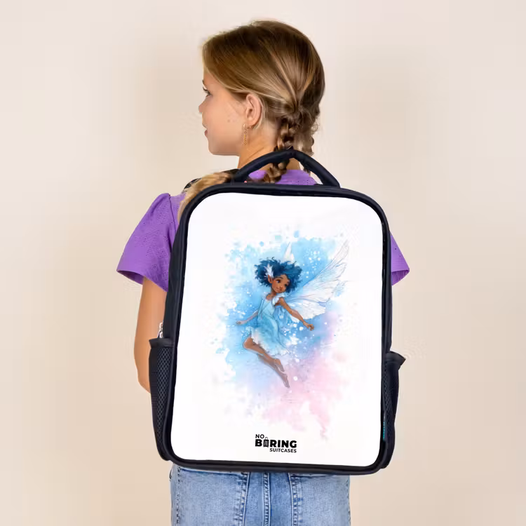 Sac à dos enfant - Noir - Fée volante dans les tons bleus — 4