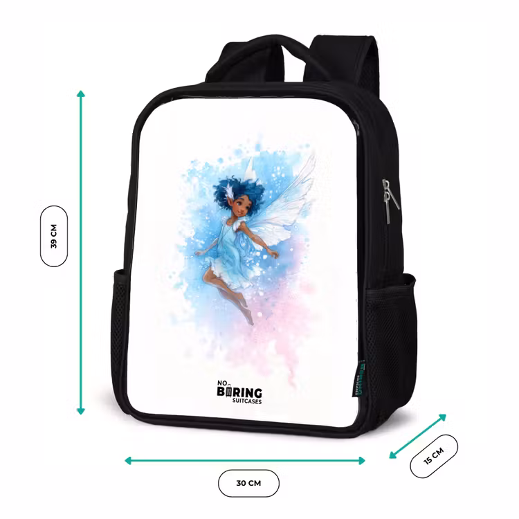 Sac à dos enfant - Noir - Fée volante dans les tons bleus — 8