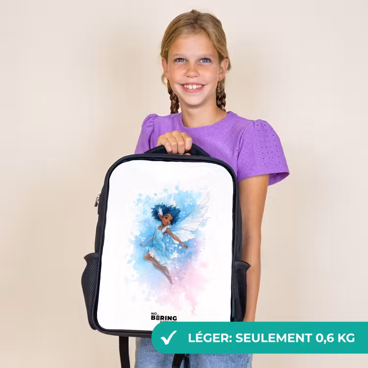 Sac à dos enfant - Noir - Fée volante dans les tons bleus — 9