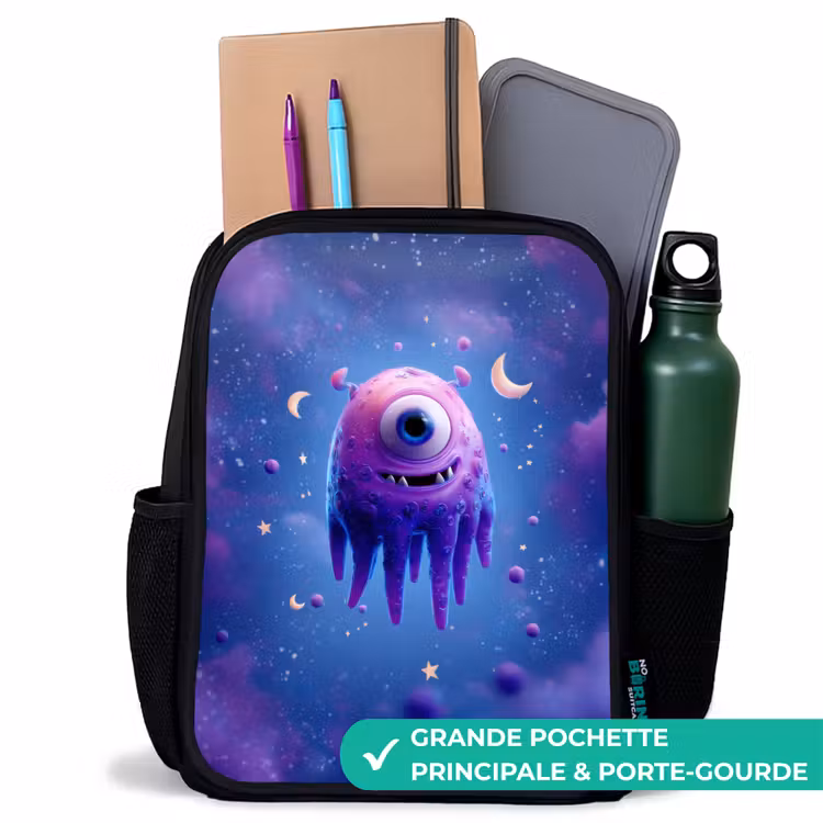 Sac à dos enfant - Noir - Joyeuse paire d'yeux dans l'espace — 10