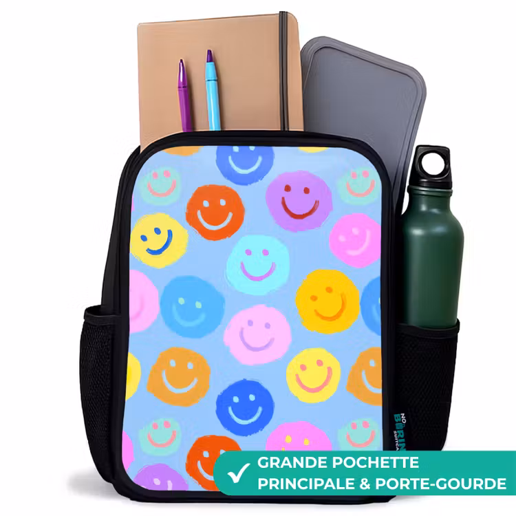 Sac à dos enfant - Noir - Motif joyeux de smileys — 10