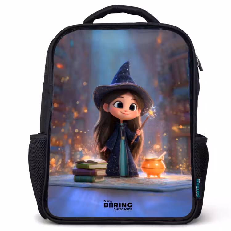 Sac à dos enfant - Noir - Petite enchanteresse dans la bibliothèque — 1
