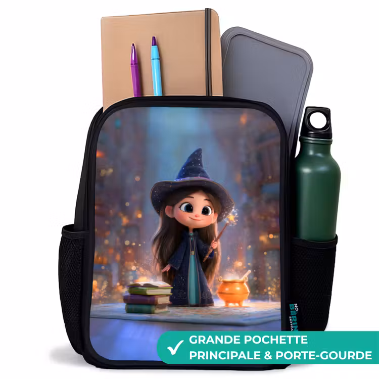 Sac à dos enfant - Noir - Petite enchanteresse dans la bibliothèque — 10