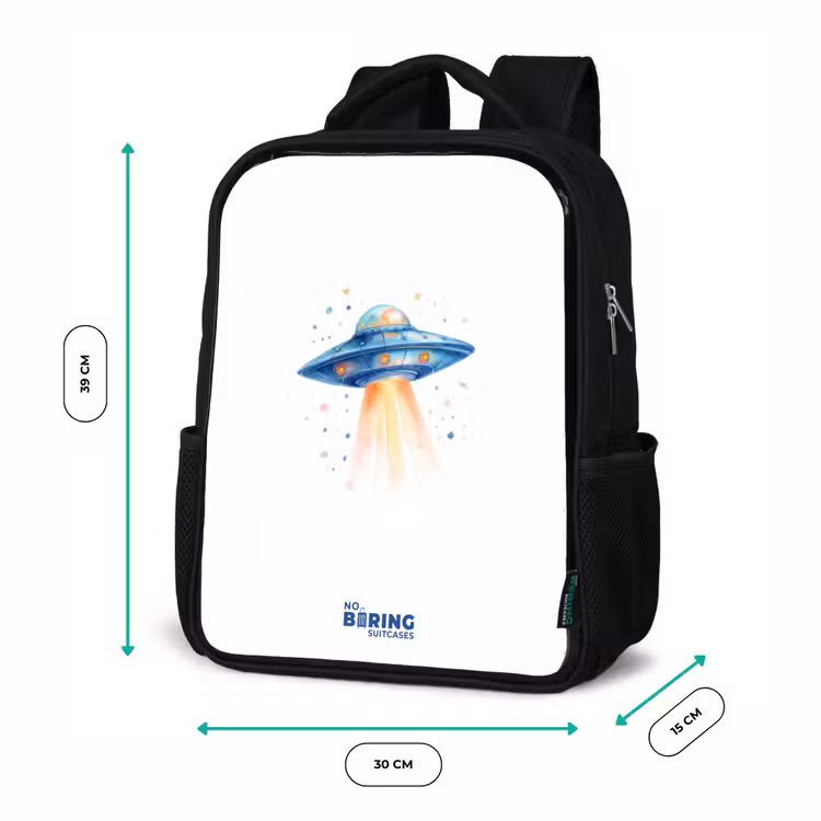 Sac à dos enfant - Noir - Vaisseau spatial bleu avec faisceau lumineux — 8