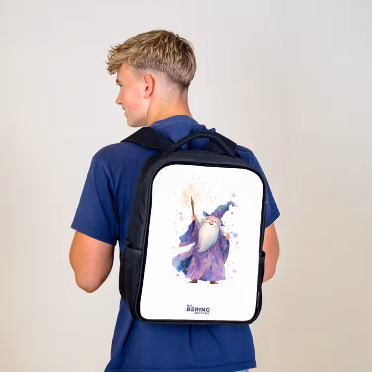 Sac à dos enfant - Noir - Vieux magicien avec bâton — 5