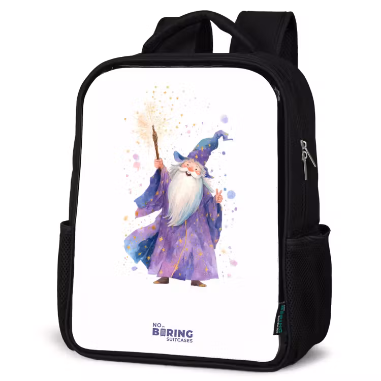 Sac à dos enfant - Noir - Vieux magicien avec bâton — 6