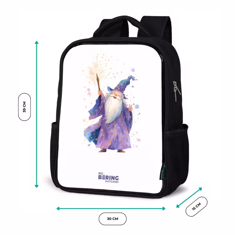 Sac à dos enfant - Noir - Vieux magicien avec bâton — 8