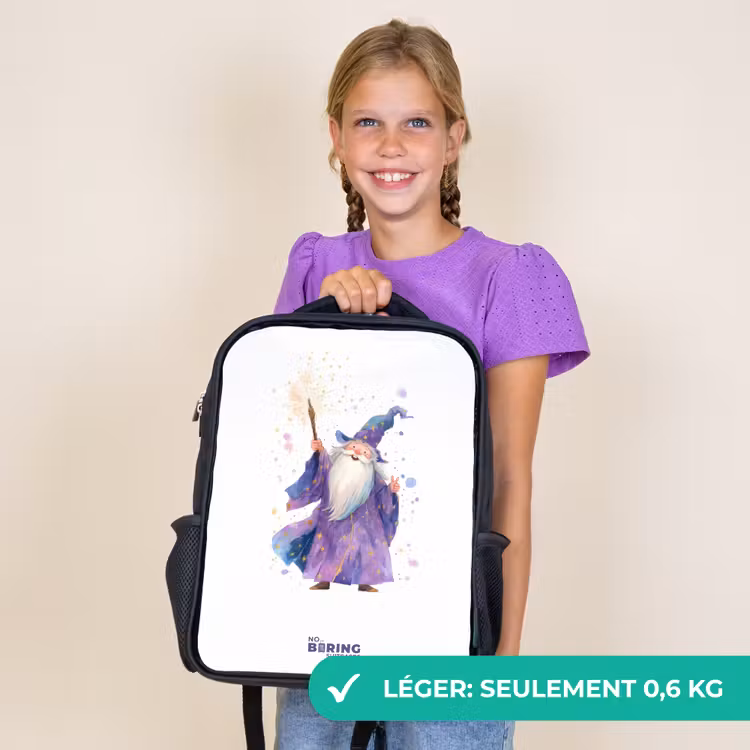 Sac à dos enfant - Noir - Vieux magicien avec bâton — 9