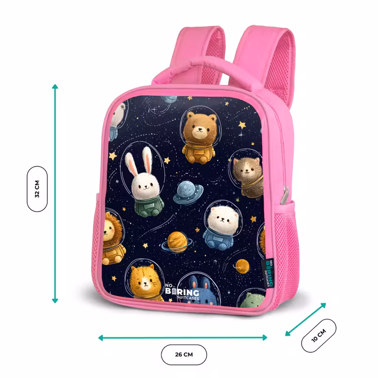 Sac à dos enfant - Rose - Animaux - Astronaute - Planètes - Étoiles — 3