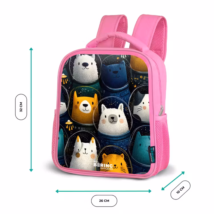 Sac à dos enfant - Rose - Animaux - Étoiles - Planètes - Astronaute — 3