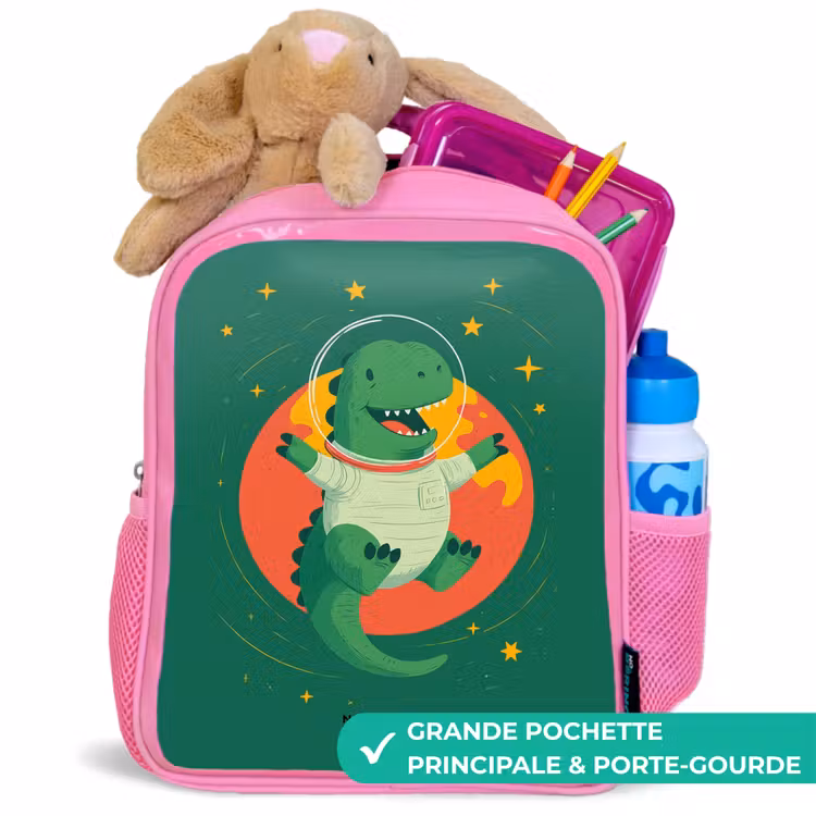 Sac à dos enfant - Rose - Dino - Planète - Étoiles - Vert — 2
