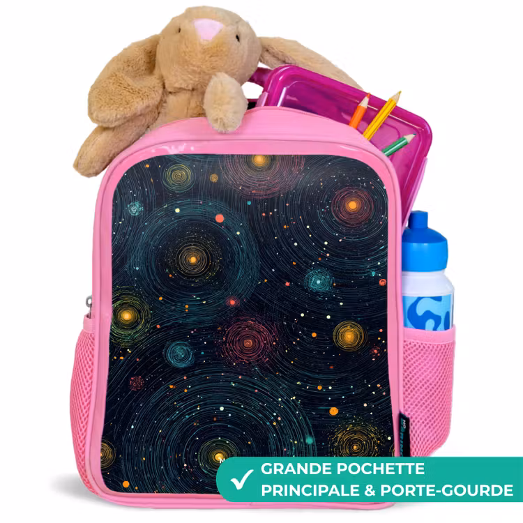 Sac à dos enfant - Rose - Étoiles - Planètes - Colorées — 2