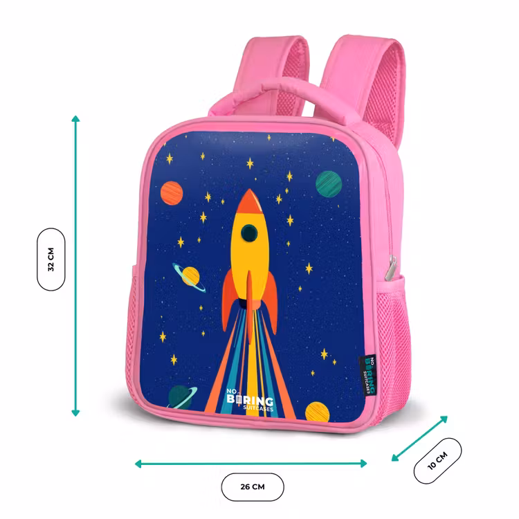 Sac à dos enfant - Rose - Fusée - Étoiles - Planète - Espace — 3