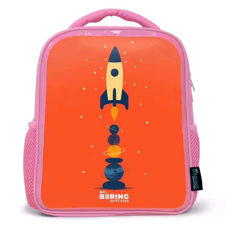 Sac à dos enfant - Rose - Fusée - Étoiles - Planètes — 1
