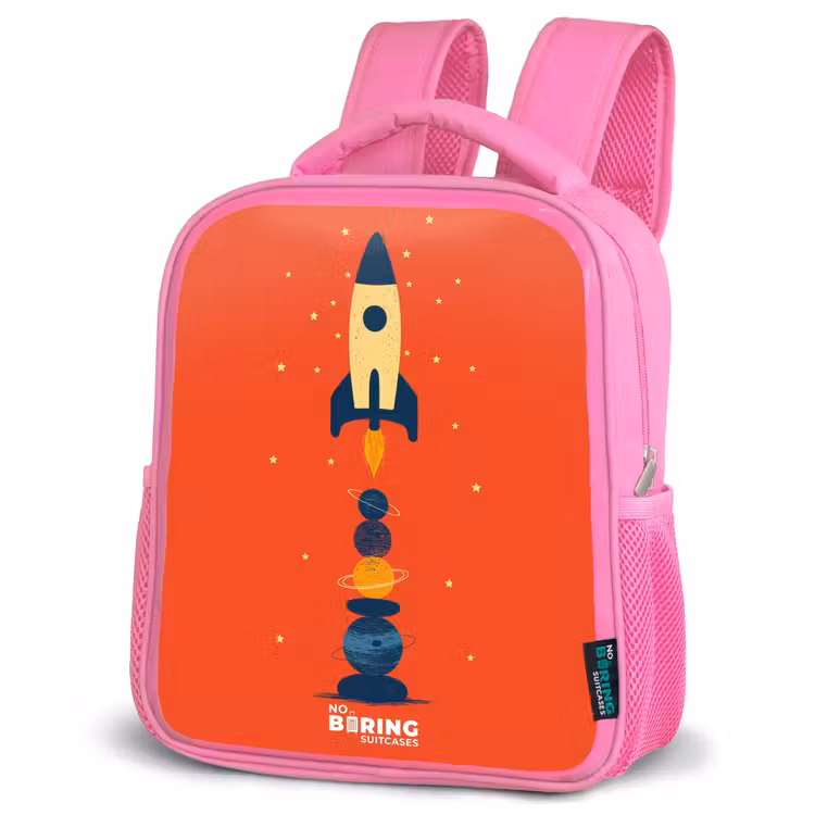 Sac à dos enfant - Rose - Fusée - Étoiles - Planètes — 4