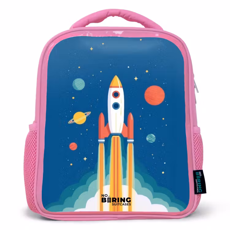 Sac à dos enfant - Rose - Fusée - Planète - Étoiles - Multicolore — 1