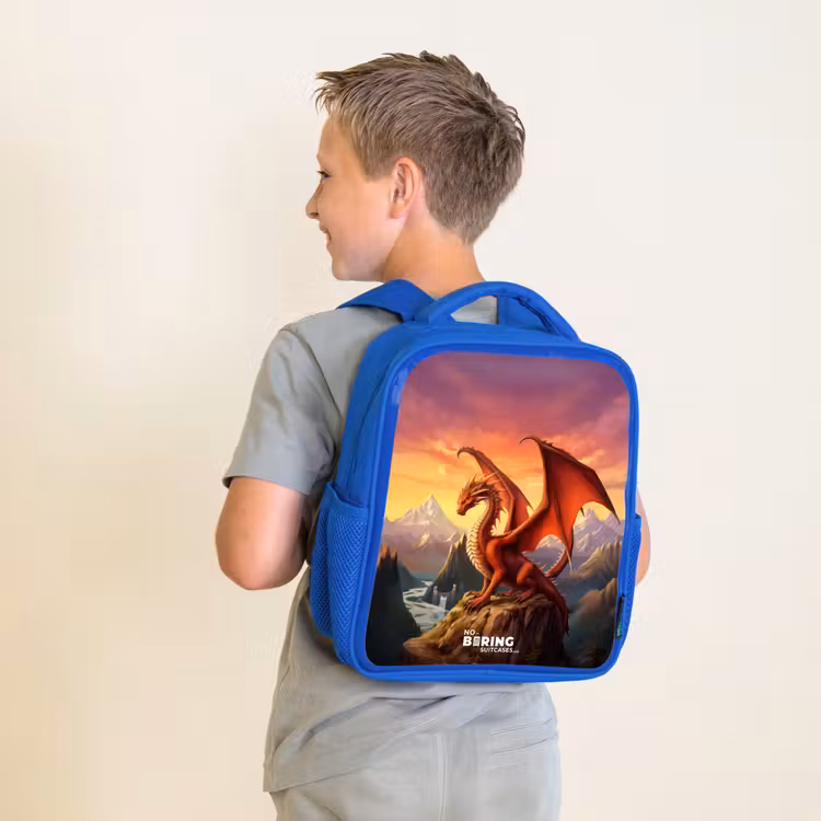 Sac à dos enfant - Bleu - Dragon géant rouge — 2