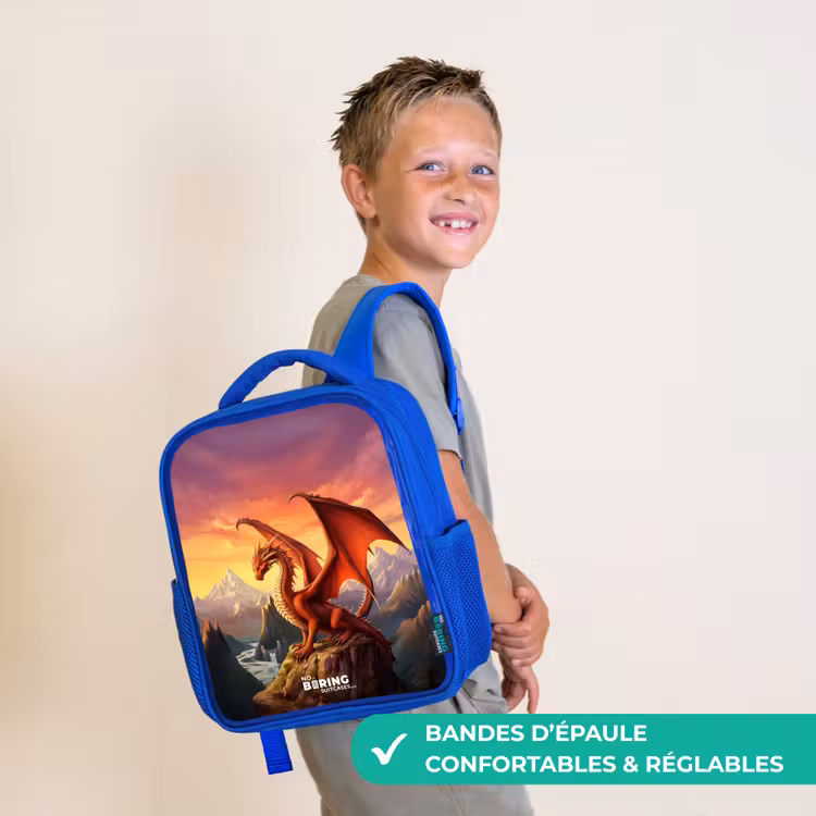 Sac à dos enfant - Bleu - Dragon géant rouge — 4