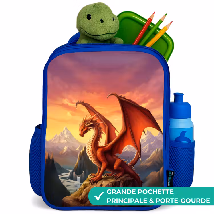 Sac à dos enfant - Bleu - Dragon géant rouge — 5