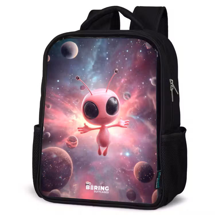 Sac à dos enfant - Noir - Alien rose dans une nébuleuse d'étoiles — 6