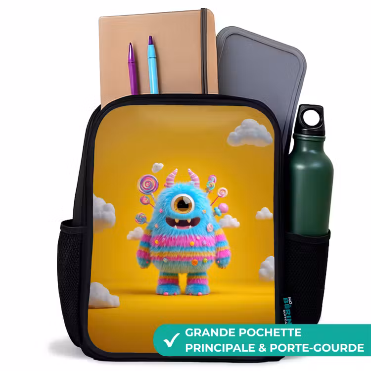 Sac à dos enfant - Noir - Bonbons - Monstre - Arc-en-ciel — 10