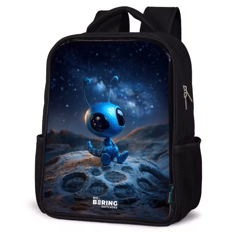 Sac à dos enfant - Noir - Créature extraterrestre bleue sous un ciel étoilé — 6