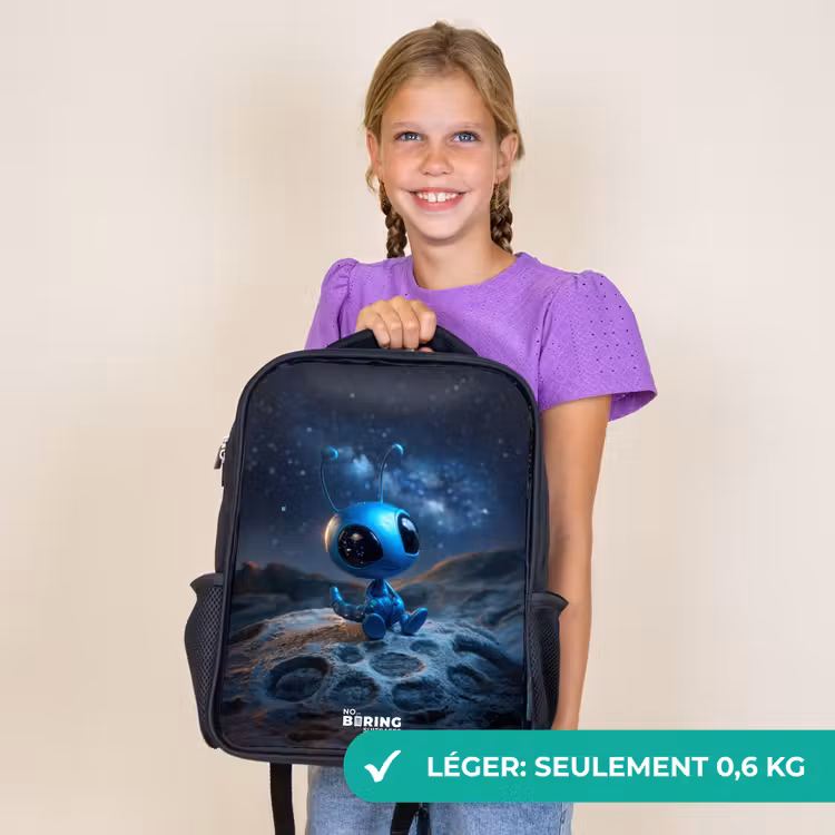 Sac à dos enfant - Noir - Créature extraterrestre bleue sous un ciel étoilé — 9