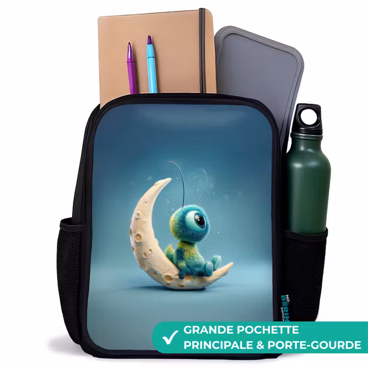 Sac à dos enfant - Noir - Créature rêveuse sur la lune — 10