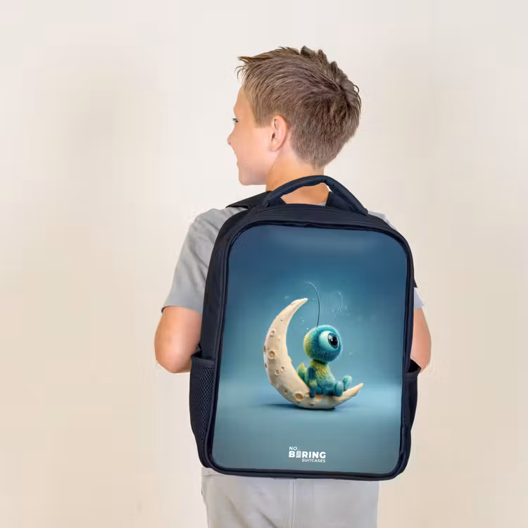 Sac à dos enfant - Noir - Créature rêveuse sur la lune — 2
