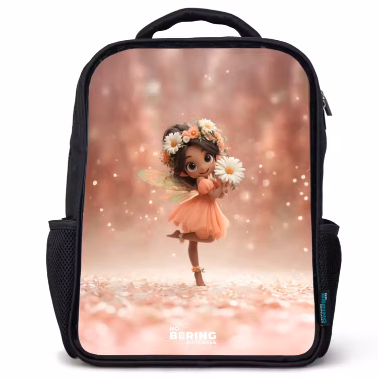 Sac à dos enfant - Noir - Fée avec marguerites — 1