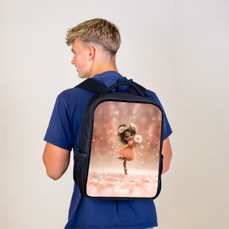 Sac à dos enfant - Noir - Fée avec marguerites — 5