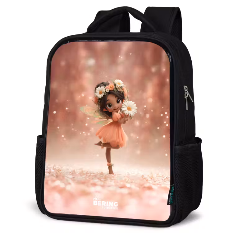 Sac à dos enfant - Noir - Fée avec marguerites — 6