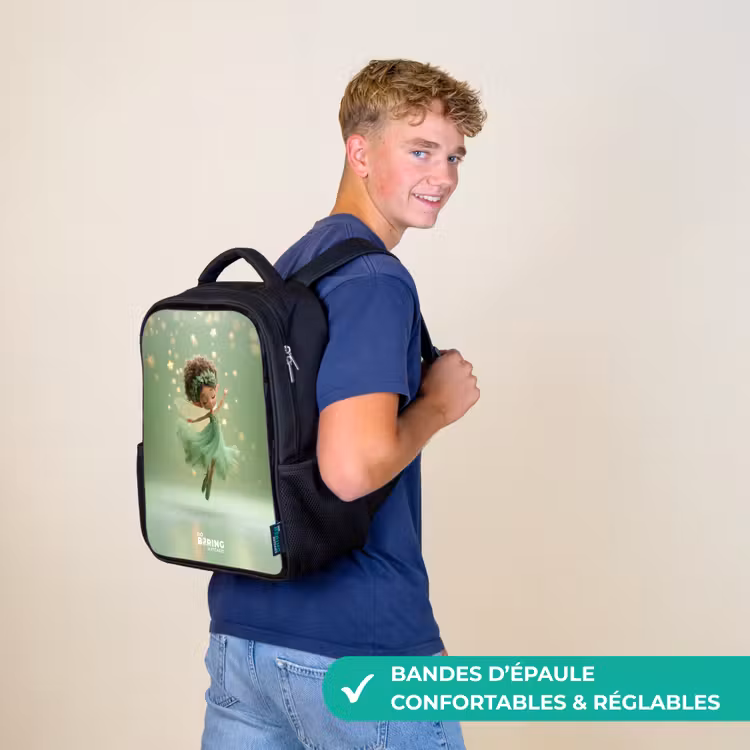 Sac à dos enfant - Noir - Fée dansante dans la lumière verte — 11