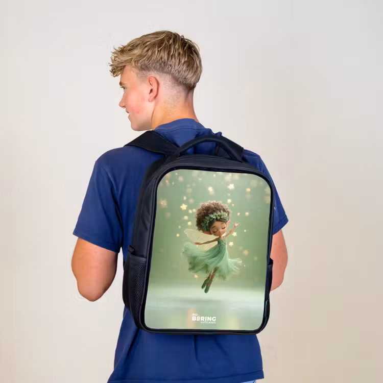 Sac à dos enfant - Noir - Fée dansante dans la lumière verte — 5