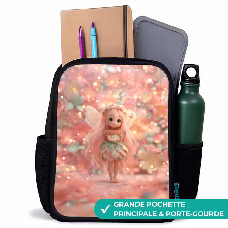 Sac à dos enfant - Noir - Fée des fleurs dans un monde de conte de fées rose — 10
