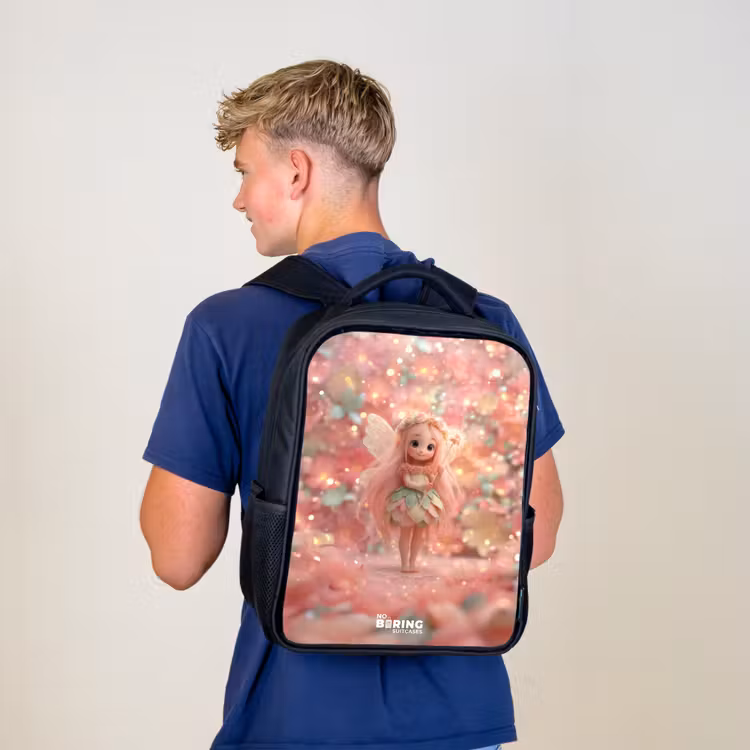 Sac à dos enfant - Noir - Fée des fleurs dans un monde de conte de fées rose — 5