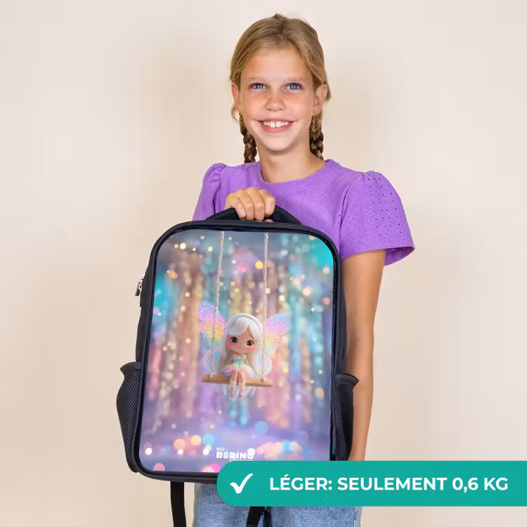 Sac à dos enfant - Noir - Fée - Elfe - Arc-en-ciel — 9