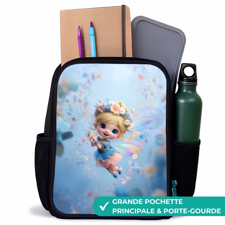Sac à dos enfant - Noir - Fée papillon dans l'air des fleurs — 10