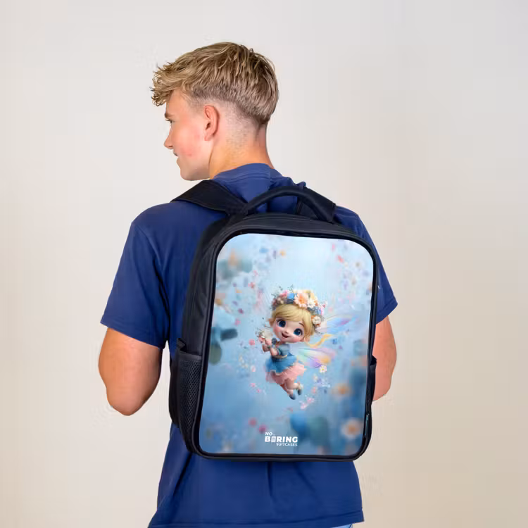 Sac à dos enfant - Noir - Fée papillon dans l'air des fleurs — 5