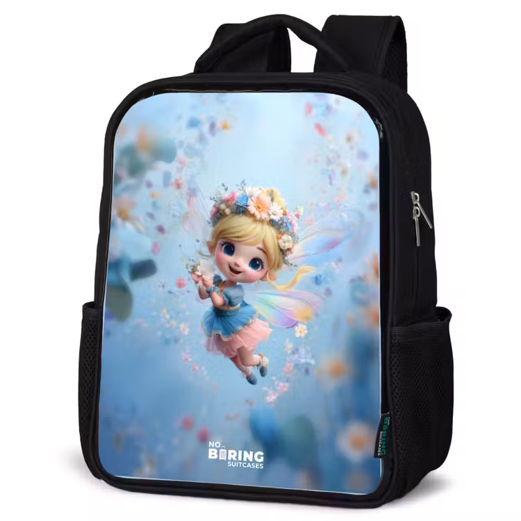 Sac à dos enfant - Noir - Fée papillon dans l'air des fleurs — 6