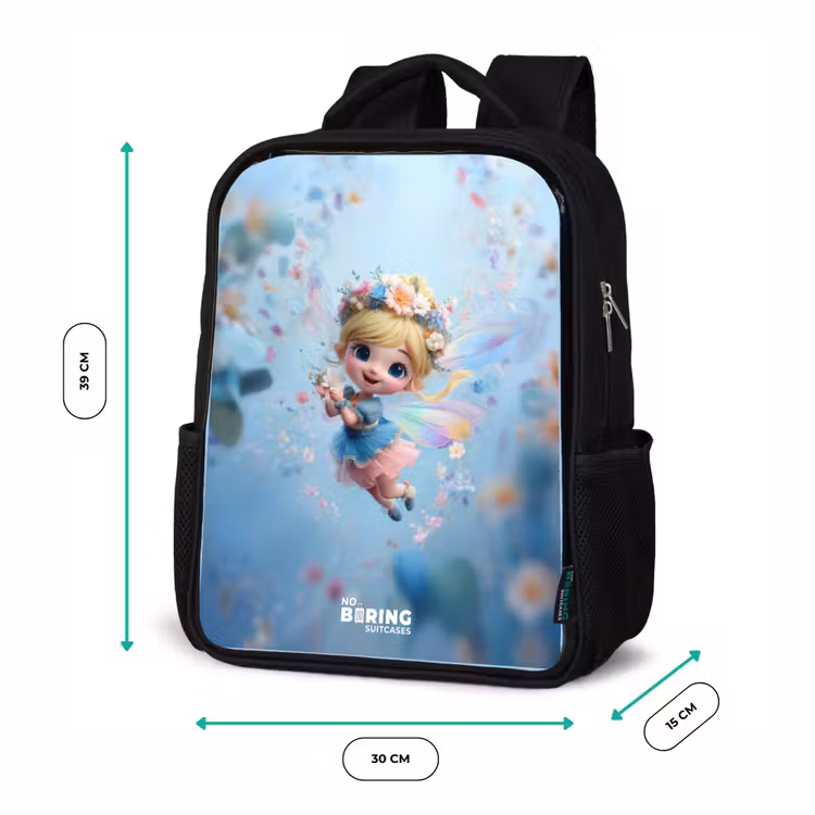 Sac à dos enfant - Noir - Fée papillon dans l'air des fleurs — 8