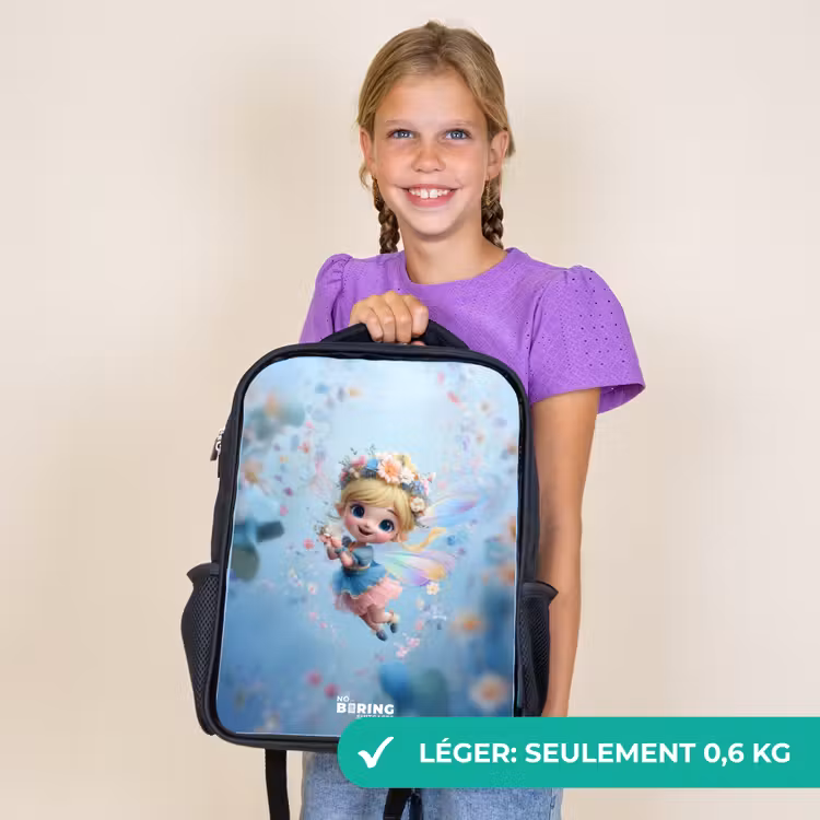Sac à dos enfant - Noir - Fée papillon dans l'air des fleurs — 9