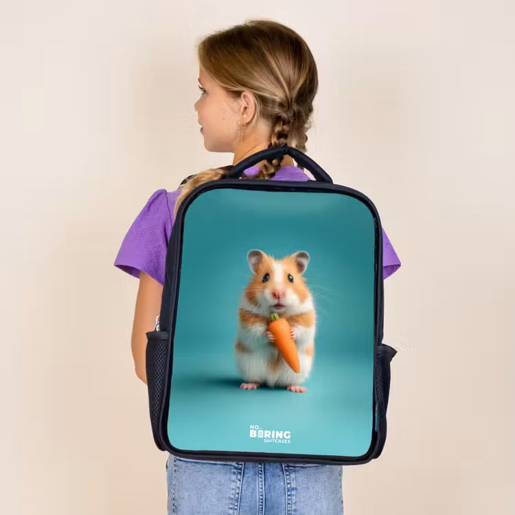 Sac à dos enfant - Noir - Hamster - Carotte - Animal — 4